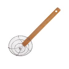  DOUBLE SWALLOW Wire Skimmer Brass 8"/20cm | DOUBLE SWALLOW 疏眼黄铜网竹柄笊篱 8“/ 20cm