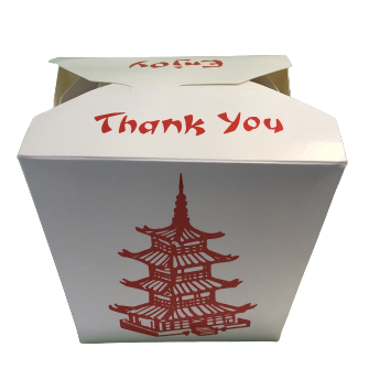26OZ Noodle Box Red Tower / Take Away Paper Box 750ml (500sets) | 中餐 红塔 纸质正方形 外卖盒 750ml(26OZ)