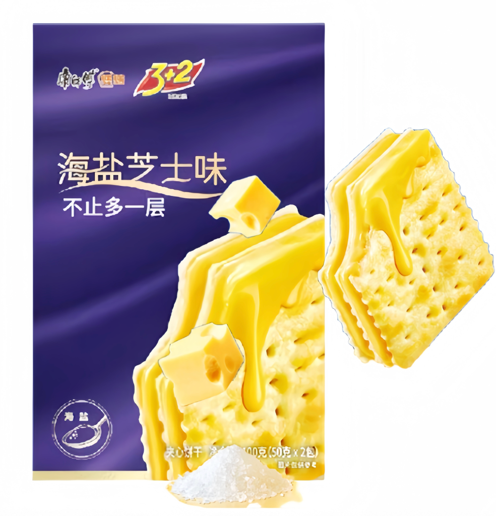 康师傅 3+2 苏打夹心饼干 海盐芝士味 100g | KSF 3+2 Soda Sandwich Biscuits Sea Salt Cheese Flavor 100g