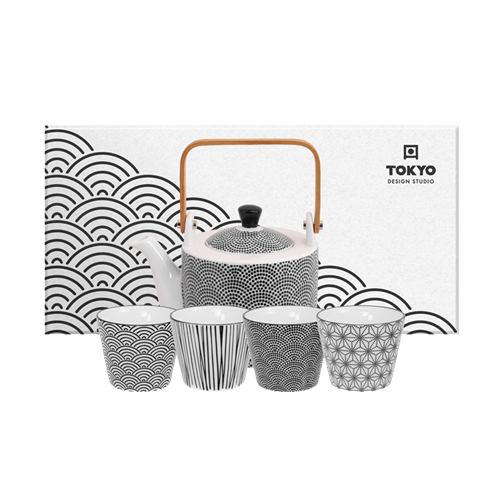 [70457] TDS 日式陶瓷茶具套装 1壶4杯 | Tokyo Design Studio Nippon Black Tea Set Dots 0.8L w/4 cups