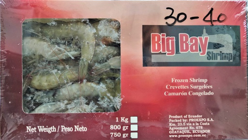 [80737] BIG BAY HOSO Shrimp 30/40 750g | Big Bay 白虾 30/40 有头有壳 750g