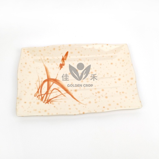 [70314] Melamine 9.8'' Rectangular Plate with Graid Autumn Grass A210 | 密胺9.8''带格长方碟 秋草 A210